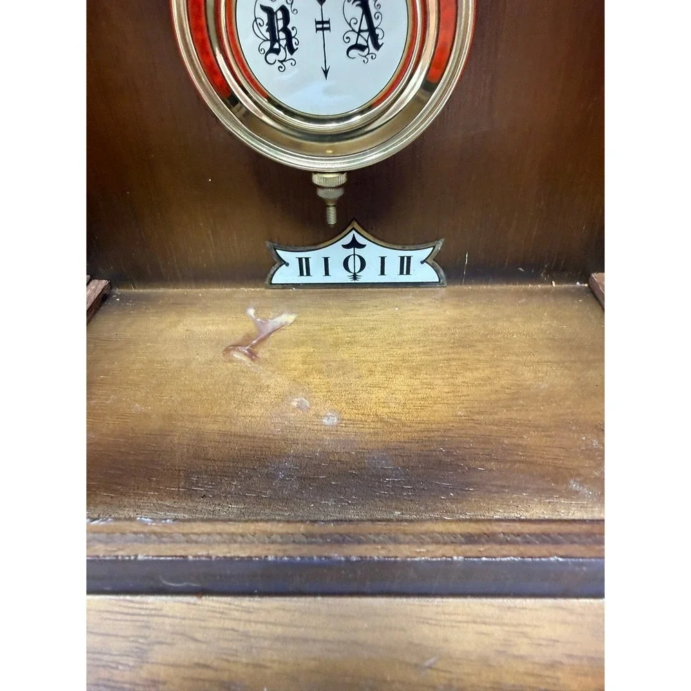 Vintage Schmeckenbecher Mantel Clock West Germany Wood Case Pendulum Winding Key
